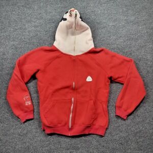 Devil Nut Hoodie‎ Sweatshirt Women Medium Red Full Zip Casual Graphic Streetwear